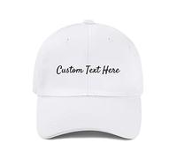 Miujonvy Customized Brimmed Baseball Caps Using Hot Transfer Printing Custom Text Here Baseball Cap for Gifts White