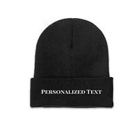 Miujonvy Customized Hat Slouch Black Beanie Personalized Text Unisex Skull Cap