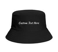 Miujonvy Personalized Bucket Hat Custom Text Here Bucket Hat Summer Packable Travel Sun Hat Black