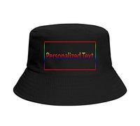 Miujonvy Personalized Bucket Hat Personalized Text Bucket Hat Outdoor Summer Travel Hiking Caps Black