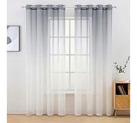 MIULEE 2 Panels Sheer Voile Curtains Color Gradient Gradually Changed Decorative Ring Top Eyelet Window Elegance for Bedroom Livingroom Nursery Room 140 x 260 Cm 55" W x 102" L Grey