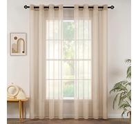 MIULEE 2 Panels Sheer Window Curtains Elegant Window Voile Panels/Drapes/Treatment for Bedroom Living Room 55" Wx102 L Grommet Top Light Khaki