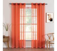 MIULEE 2 Panels Sheer Window Curtains Elegant Window Voile Panels/Drapes/Treatment for Bedroom Living Room 55" Wx96 L Grommet Top Orange