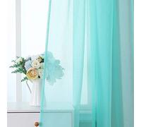 MIULEE 2 Panels Sheer Window Curtains Elegant Window Voile Panels/Drapes/Treatment for Bedroom Living Room 55" Wx110 L Rod Pocket Turquoise