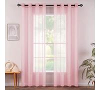 MIULEE 2 Panels Sheer Window Curtains Elegant Window Voile Panels/Drapes/Treatment for Bedroom Living Room 46''W x 72''L Grommet Top Pink