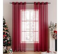 MIULEE 2 Panels Sheer Window Curtains Elegant Window Voile Panels Drapes Treatment for Bedroom Living Room 55" Wx63 L Grommet Top Red