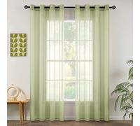 MIULEE 2 Panels Sheer Window Curtains Elegant Window Voile Panels/Drapes/Treatment for Bedroom Living Room 55" Wx88 L Grommet Top Green