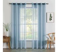 MIULEE 2 Panels Sheer Window Curtains Elegant Window Voile Panels/Drapes/Treatment for Bedroom Living Room 55" Wx96 L Grommet Top Dusty Blue