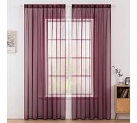 MIULEE 2 Panels Solid Color Sheer Window Curtains Christmas Decoration Smooth Elegant Window Voile Panels/Drapes/Treatment for Bedroom Living Room 55''W x 57''L, Rod Pocket Red