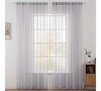 MIULEE 2 Panels Solid Color Sheer Window Curtains Smooth Elegant Window Voile Panels/Drapes/Treatment for Bedroom Living Room Light Gray 55''W x 57''L, Rod Pocket