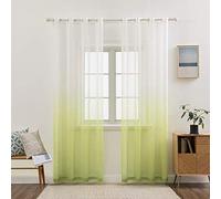 MIULEE 2 Panels Solid Color Sheer Window Curtains Smooth Elegant Window Voile Panels Drapes Treatment for Bedroom Living Room 55 W x 85 L Inch Green