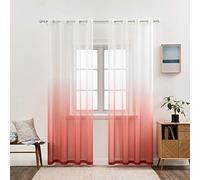MIULEE 2 Panels Solid Color Sheer Window Curtains Smooth Elegant Window Voile Panels Drapes Treatment for Bedroom Living Room 55 W x 69 L Inch Red