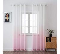MIULEE 2 Panels Solid Color Sheer Window Curtains Smooth Elegant Window Voile Panels Drapes Treatment for Bedroom Living Room 55 W x 57 L Inch Pink