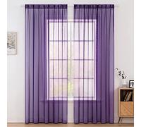 MIULEE 2 Panels Solid Color Sheer Window Curtains Smooth Elegant Window Voile Panels/Drapes/Treatment for Bedroom Living Room Light Purple 55" Wx102 L, Rod Pocket