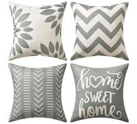 MIULEE 4 Pack Cushion Covers Outdoor Waterproof Throw Pillow Cover Home Pillow Case Pillowcases for Tent Park Bed Sofa Chair Bedroom Decorative Balcony Grey lines 40x40CM