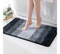 MIULEE Bath Mat Non Slip Thick Bathroom Mats Water Absorbent Bath Rug Soft Shower Mat Machine Washable Durable Floor Mat Small Rug Door Mat Inside Kitchen Rugs 17x24 Inch 40x60cm Black