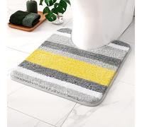 MIULEE Bath Mats Extra Soft Non Slip Absorbent Shower Mat Bathroom Rug Door Mat Inside Kitchen Rugs Carpet Washable for Bedroom Kitchen Entrance 20x20 Inch 50x50cm Yellow and Grey