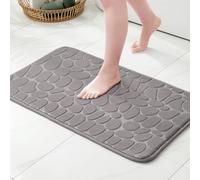 MIULEE Bath Mats Non Slip Memory Foam Bathroom Mat Bath Rug Shower Mat Coral Fleece Softness Highly Absorbent Washable Bathroom Rug Bath Mats for Bathroom Kitchen Entrance 50x80 cm Gray
