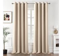 MIULEE Beige Blackout Curtains for Living Room 2 Panel Set, Premium Eyelet Curtains for Bedroom, Thermal Insulated Window Curtain Drapes, Black Out Curtain 102 Drop, Each Panel 55 x 102 Inches