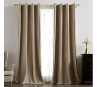 MIULEE Beige Velvet Curtains for Bedroom 2 Panel Set 110 Inch Drop Curtains, Soft Elegent Home Decor Velvet Curtain Living Room, Sun Blocking Room Darkening Thermal Eyelet Curtain 55x110 Inch