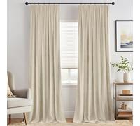 MIULEE Beige Velvet Pencil Pleat Darkening Curtains for Bedroom 2 Panel Set, Super Soft Luxury Home Decor Living Room, Thick Room Darkening Curtains 90 Drop, Each 46 x 90 Inche