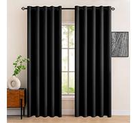 MIULEE Black Blackout Curtains for Living Room 2 Panel Set, Premium Eyelet Curtains for Bedroom, Thermal Insulated Window Curtain Drapes, Black Out Curtain 90 Drop, Each Panel 66 x 90 Inches