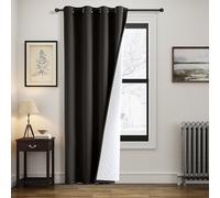 MIULEE Black Thermal Blackout Eyelet Door Curtain 46x90 Inch 1 Panel | Double-layer quilted velvet thermal insulated & blackout, blocks cold drafts, heavy duty eyelet design, easy install, 1 panel