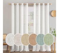 MIULEE Bleached White Voile Curtains for Living Room Net Curtain Pair Window Treatment Sheer Curtain & Drapes Eyelet Top Panels for Bedroom Room, 2 Panels, 55 * 88inch