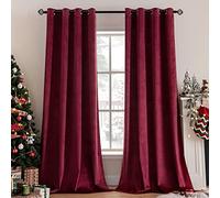 MIULEE Burgundy Red Velvet Curtains for Bedroom 2 Panel Set 85 Inch Drop Curtains, Soft Elegent Home Decor Velvet Curtain Living Room, Sun Blocking Room Darkening Thermal Eyelet Curtain 55x85 Inch