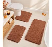 MIULEE Burnt Orange Bathroom Rugs and Mats Set 3 Pieces 20x20+16x24+20x30 | Microfiber Bath Mats and U-Shaped Contour Toilet Rug, Thick, Absorbent, Non Slip, Mashine Washable, for Bathroom Floor