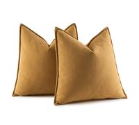 MIULEE Chenille Cushion Covers 45 x 45 cm Set of 2 Soft Sofa Cushions Boho Decorative Throw Cover Modern Furniture Decoration Throw Pillow Covers for Sofa Bedroom 18x18 inch Turmeric