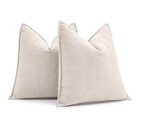 MIULEE Chenille Cushion Covers 45 x 45 cm Set of 2 Soft Sofa Cushions Boho Decorative Throw Cover Modern Furniture Decoration Throw Pillow Covers for Sofa Bedroom 18x18 inch Beige