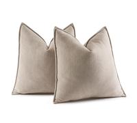 MIULEE Chenille Cushion Covers 45 x 45 cm Set of 2 Soft Sofa Cushions Boho Decorative Throw Cover Modern Furniture Decoration Throw Pillow Covers for Sofa Bedroom 18x18 inch Cream Yellow