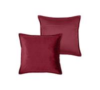 MIULEE Christmas Decorative Velvet Cushion Covers 45cm x 45cm Square Throw Pillowcases for Sofa Bedroom with Invisible Zipper 18x18 Inch Wine Red Sets of Two
