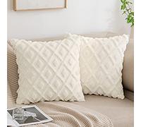 MIULEE Christmas Fluffy Pillowcase Wool Decorative Cushion Covers Luxury Style Throw Pillow Cases Pillow Shell Pack of 2 Throw Pillow Cover for Sofa Bedroom Living Room 16x16 Inch Cream