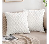 MIULEE Christmas Fluffy Pillowcase Wool Decorative Cushion Covers Luxury Style Throw Pillow Cases Pillow Shell Pack of 2 Throw Pillow Cover for Sofa Bedroom 20x20 Inch Pure White