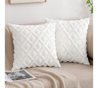 MIULEE Christmas Fluffy Pillowcase Wool Luxury 2 16x16 White