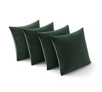 MIULEE Christmas Pack of 4 Velvet Cushion Covers Soft Decorative Square Throw Pillowcases with Invisible Zipper for Living Room Bedroom Sofa Couch Office Home 45x45 cm 18x18 Inch Dark Green