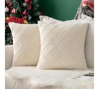 MIULEE Christmas Velvet Cushion Covers Home Decoration with Square Pattern Throw Pillow Covers Super Soft Modern Smooth Washable Pillowcase for Bedroom Sofa 2 Pieces 50x50cm 20x20 Inch Cream