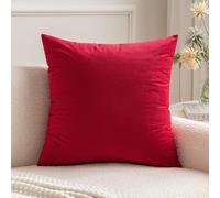 MIULEE Christmas Velvet Soft Decorative Square Throw Pillow Case Cushion Covers Pillowcases for Livingroom Sofa Bedroom with Invisible Zipper 20"x20" 1 Piece Scarlet