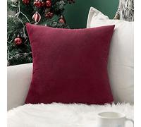 MIULEE Christmas Velvet Soft Soild Microfiber Decorative Square Pillow Case Throw Cushion Cover for Sofa Bedroom with Invisible Zipper 16x16 Inch 40x40cm Wine Red 1 Piece
