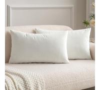 MIULEE Christmas Velvet Soft Soild Microfiber Decorative Square Pillow Case Throw Cushion Cover for Sofa Bedroom with Invisible Zipper Pure White 12"x20",2 Pieces