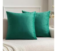 MIULEE Christmas Velvet Soft Soild Microfiber Decorative Square Pillow Case Throw Cushion Cover for Sofa Bedroom with Invisible Zipper 16x16 Inch 40x40cm Turquoise Set of 2 Lined