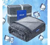 MIULEE Cooling Blanket Double-Sided 2 in 1 Lightweight Summer Blanket Microfibre Japanese Arc-Chill Q-Max 0.4 Absorb Heat for Night Sweats Breathable and Skin-friendly 200x218cm Grey