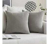 MIULEE Corduroy Cushion Cover Fabric Granule Throw Pillow Case Square Solid Home for Sofa Chair Couch Bedroom Decorative Pillowcases with Invisible Zipper 2 Pieces Light Grey 45x45cm 18x18 Inch
