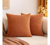 MIULEE Corduroy Cushion Cover Fabric Granule Throw Pillow Case Square Solid Home for Sofa Chair Couch Bedroom Decorative Pillowcases with Invisible Zipper 2 Pieces Caramel 45x45cm 18x18 Inch