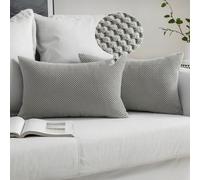 MIULEE Corduroy Cushion Cover Fabric Granule Throw Pillow Case Square Solid Home for Sofa Chair Couch Bedroom Decorative Pillowcases with Invisible Zipper 2 Pieces Light Grey 30x50cm 12x20 Inch