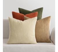 MIULEE Corduroy Cushion Covers 45 x 45 4 Pack Sofa Brown green series