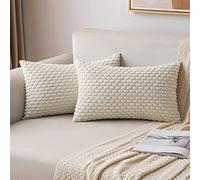MIULEE Corduroy Cushion Covers Decorative Soft Throw Pillow Cover Square Pillowcase for Sofa Livingroom Chair Bedroom with Invisible Zipper 12x20 Inch 30x50 cm Pack of 2 Beige