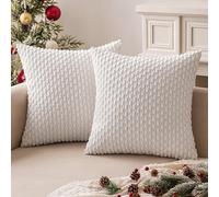 MIULEE Corduroy Cushion Covers Decorative Soft Throw Pillow Cover Square Pillowcase for Sofa Livingroom Chair Bedroom with Invisible Zipper 18x18 Inch 45x45 cm Pack of 2 White